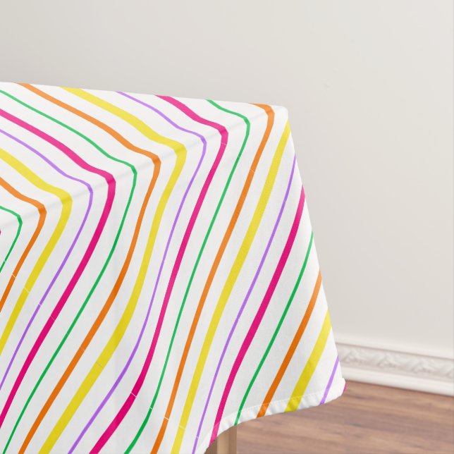 Nappe Tropical Rose Vert Orange Yellow Stripes (In Situ)