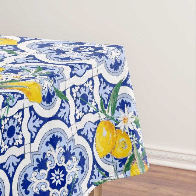 Nappe Tuiles portugaises, citrons, fruits, art d'été     (In Situ)