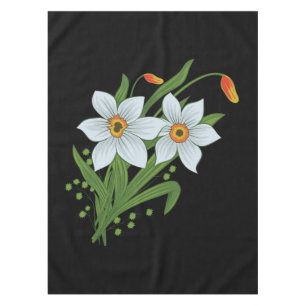 Nappe Tulipes et jonquilles Fleurs Fond noir