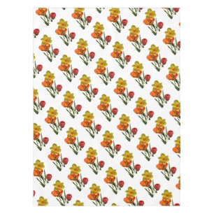 Nappe Tulipes rouges et fleurs de jonquilles jaunes