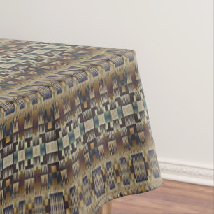 Nappe Turquoise bleu gris Tan Taupe Brown Motif d'art tr