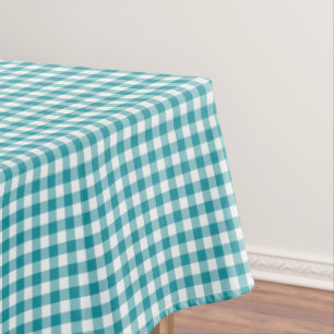 Nappe Turquoise et guingan blanc