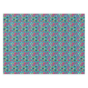Nappe Turquoise et motif rose de cube