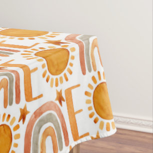 Nappe Un 1er anniversaire aquarelle soleil et arc-en-cie