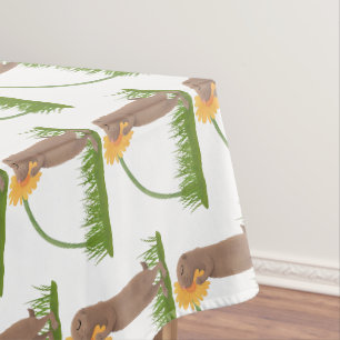 Nappe Un mignon chien de prairie reniflant la caricature