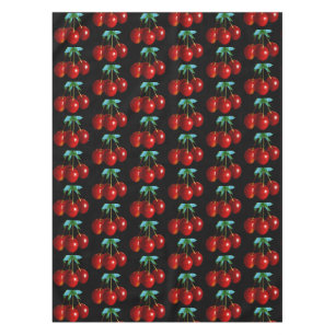 Nappe Un Motif de cerises rouges sur des tiges Feuilles