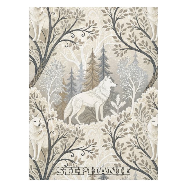 Nappe Une forêt d'hiver paisible avec des loups blancs (Devant)
