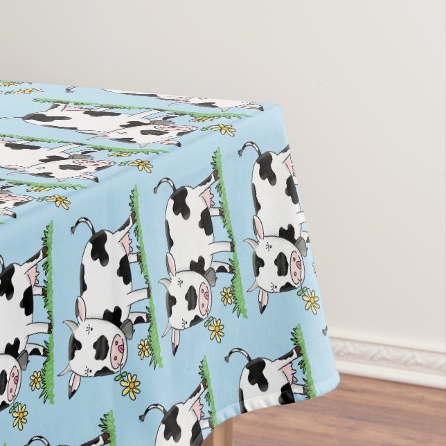 Nappe Vache mignonne en vert dessin animé sur le terrain (In Situ)