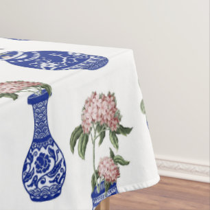 Nappe Vases et fleurs bleus de chinoiserie