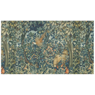 Nappe VERDURE, ANIMAUX FORESTIERS Pheasant, Fox, Vert Fl