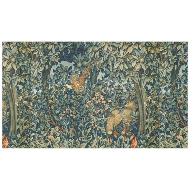 Nappe VERDURE, ANIMAUX FORESTIERS Pheasant, Fox, Vert Fl (Devant (Horizontal))
