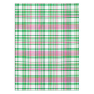 Nappe Vert émeraude, Rose Chaud, Madras blanc Preppy Pla