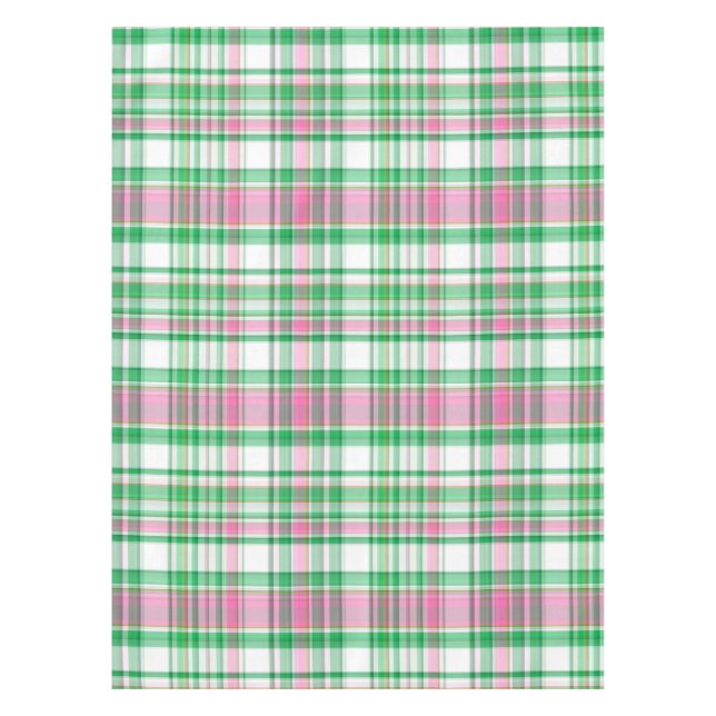 Nappe Vert émeraude, Rose Chaud, Madras blanc Preppy Pla (Devant)