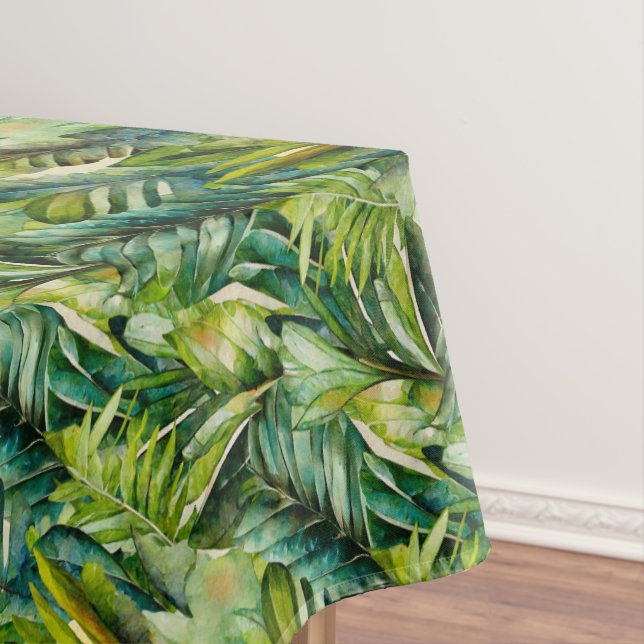 Nappe Vert et Turquoise Aquarelle Tropical Palm Feuille (In Situ)
