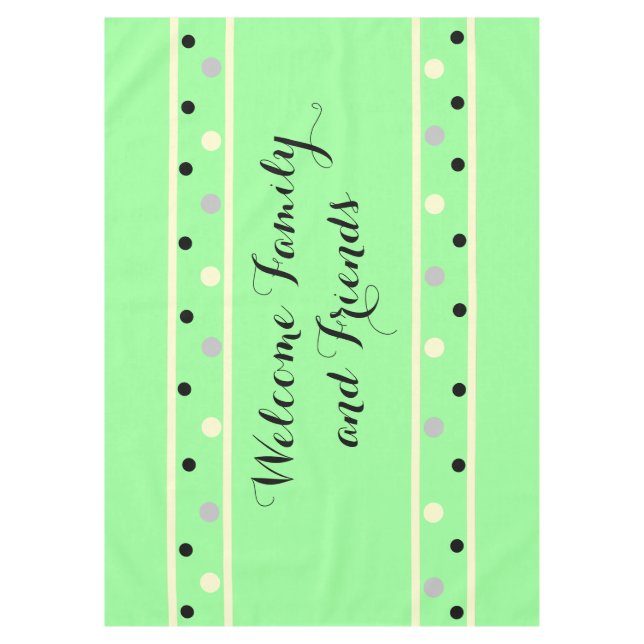 Nappe Vert menthe Crème Gris Points Friends (Devant)