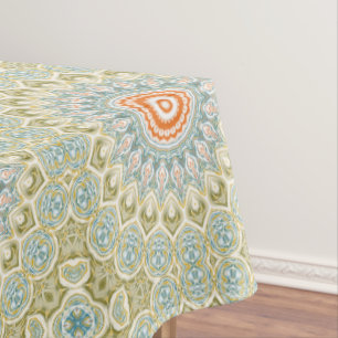 Nappe Vert orange et bleu Mandala Design Kaleidoscope