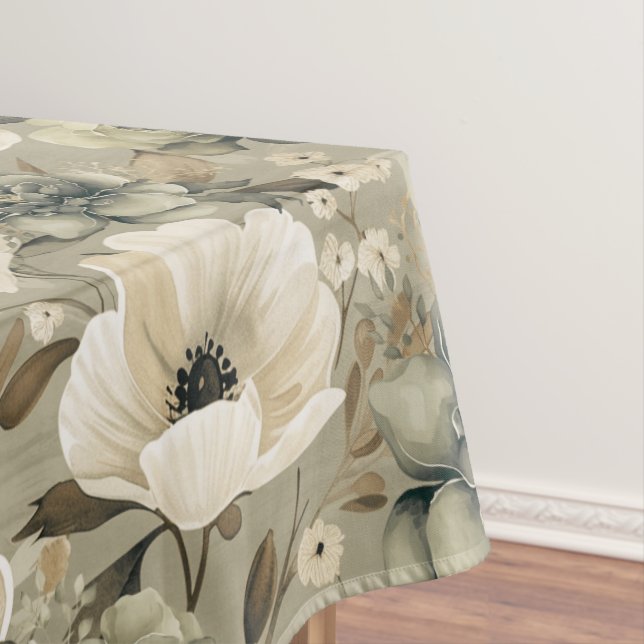 Nappe Vert Sage Et Floral Crème (In Situ)