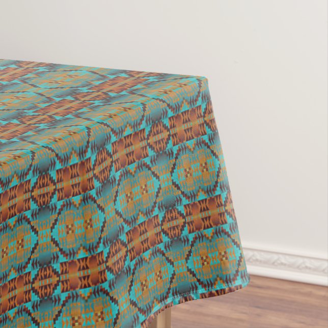 Nappe Vert turquoise Turquoise Aqua Blue Orange Tribal A (In Situ)