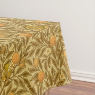 Nappe Victorian Era Orange Fruit Blossoms Oiseaux Motif