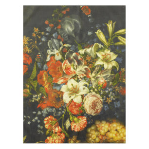 Nappe Vie morte avec fleurs et fruits