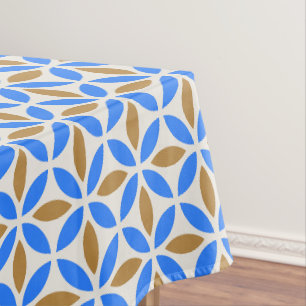 Nappe Vintage Bleu Brown Barcelone Pétales Carreaux géom