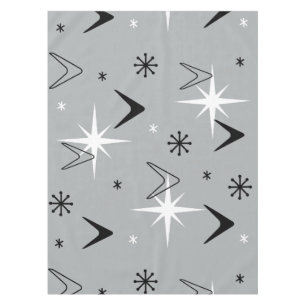 Nappe Vintage des années 1950 Boomerangs and Stars Grey