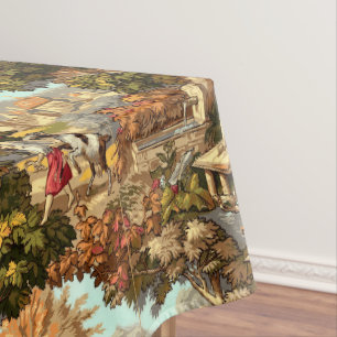 Nappe Vintage époque victorienne 1890 Scènes pastorales