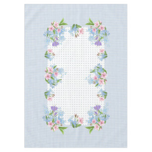 Nappe vintage fleurie, à damiers et points 60"x84"