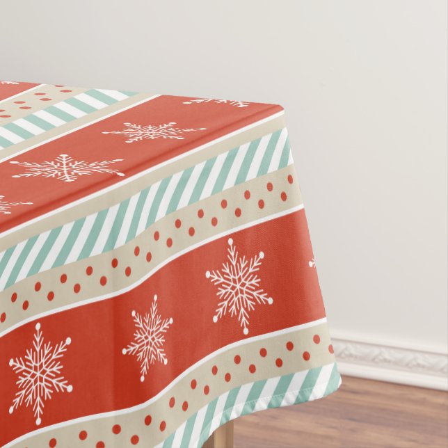 Nappe Vintage Noël Rouge Monnaie Snowflakes Motif (In Situ)