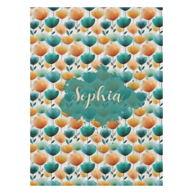 Nappe Vintage Spring Yellow and Green Floral (Devant)