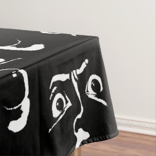 Nappe visage d'horreur noir et blanc