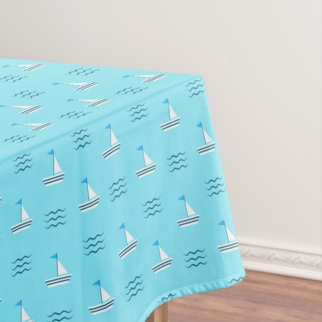 Nappe Voiliers sur le motif bleu de mer (In Situ)