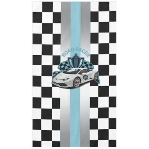 Nappe Voiture de course, noir & blanc à damiers bleu