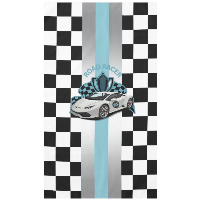 Nappe Voiture de course, noir & blanc à damiers bleu (Devant)