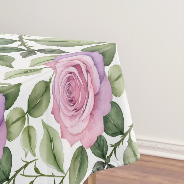 Nappe Watercolor Of Pink And Lavender Roses (In Situ)
