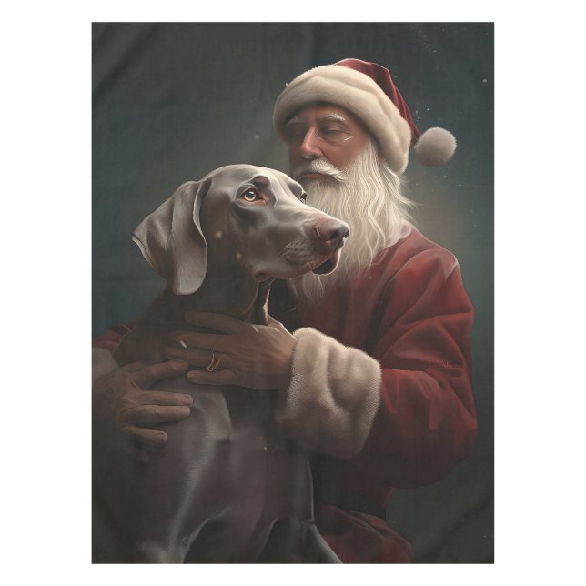 Nappe Weimaraner avec Noël Festif du Père Noël (Devant)