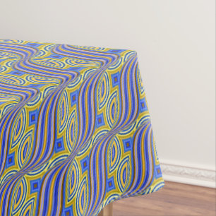 Nappe Wild Retro Motif Jaune Bleu Purple Swirl Design