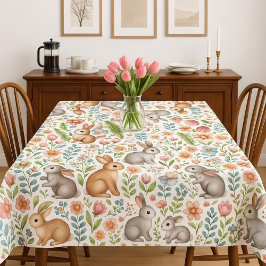 Nappe Wildlife Rabbit Pink Floral Pattern Tablecloth