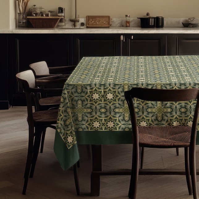 Nappe William Morris Pimpernel Motif Green Gold (William Morris Pimpernel Pattern Green Gold Tablecloth
)