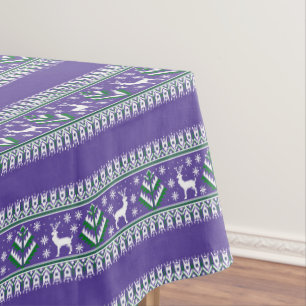 Nappe Winter Purple et Green Christmas Fair Isle