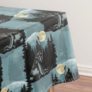 Nappe Wolf Howling À Moon Design Motif