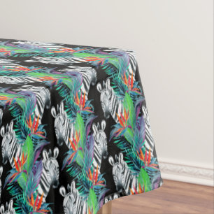 Nappe Zèbre et motif de fleurs exotique 2