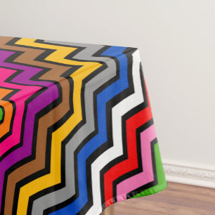 Nappe Zigzag multicolore Chevron Design noir