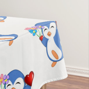 Nappes Saint-Valentin Coeurs de pingouins