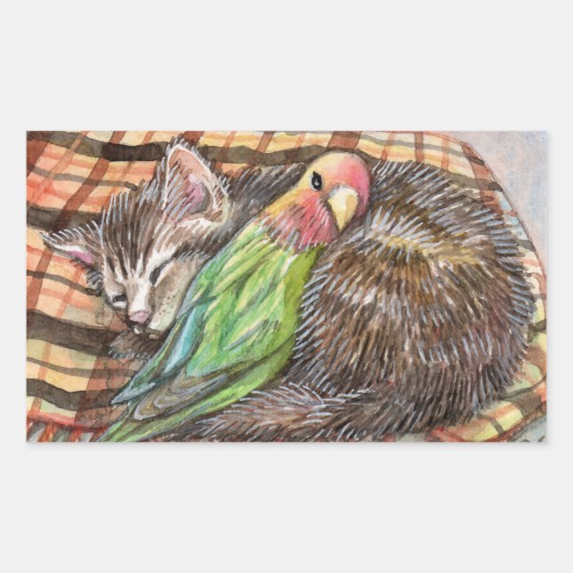 Napping Buddy Rechteckiger Aufkleber (Vorderseite)