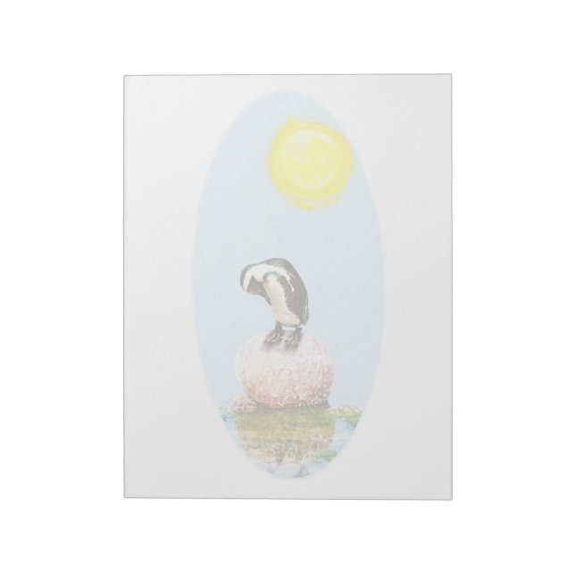 Napping Pinguin in der Sonne Notizblock (Rotiert)