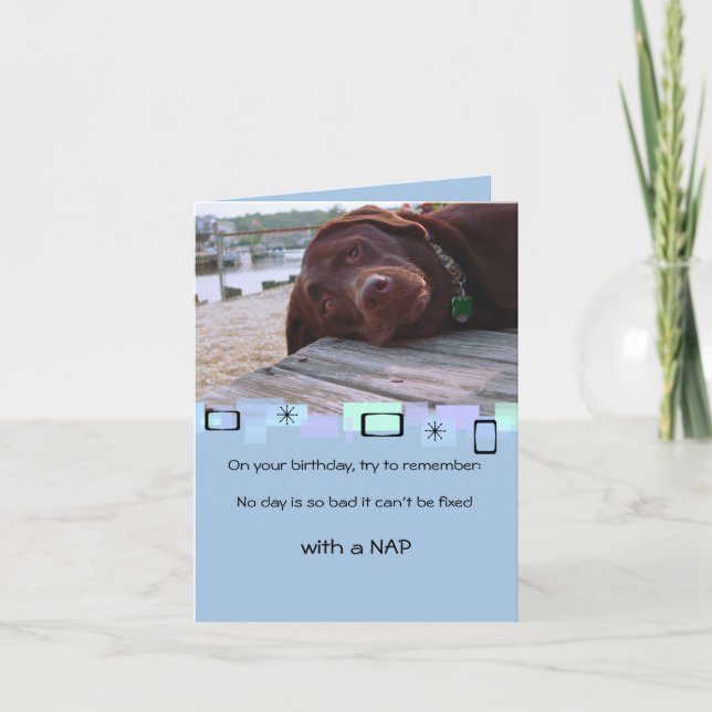 Napping Schokolade Labrador Jeden Anlaß Grußkarte Karte (Vorderseite)