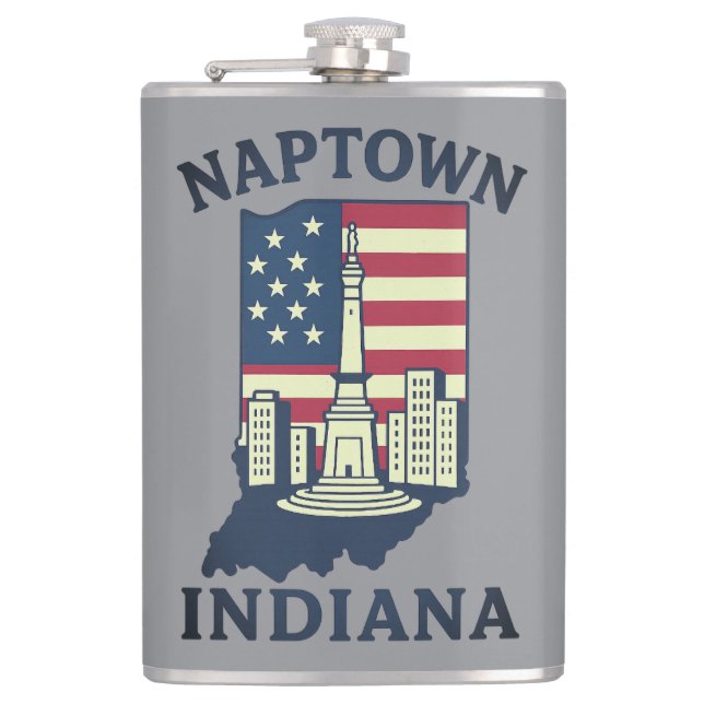 Naptown Indiana Monument Circle Flachmann (Vorderseite)