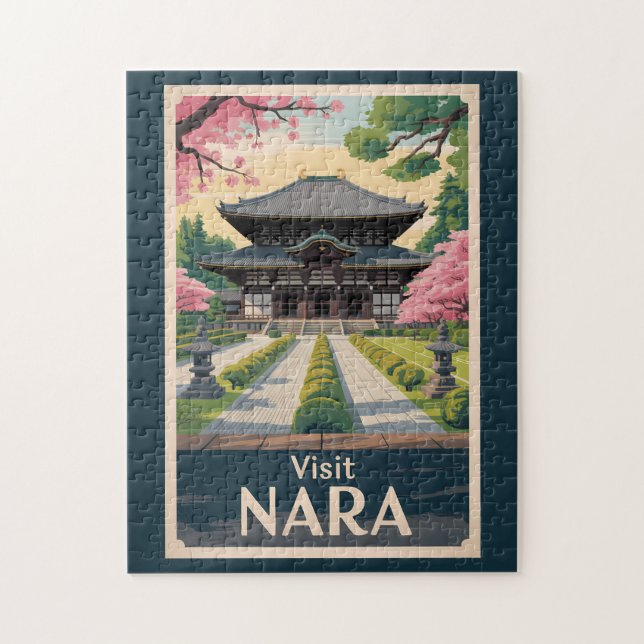 Nara Japan Illustration Travel Art Vintage (Vertikal)