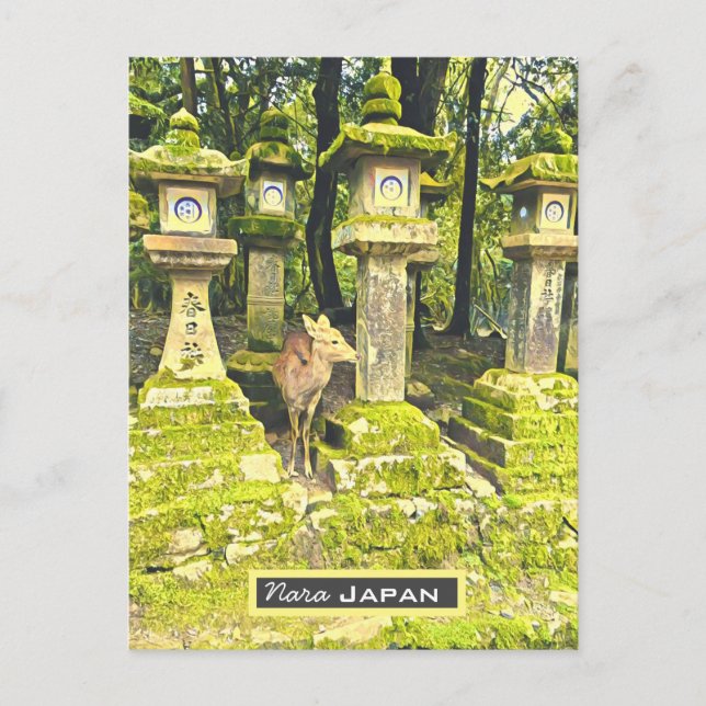 Nara Japan Reh Park Reiseprint Postkarte (Vorderseite)